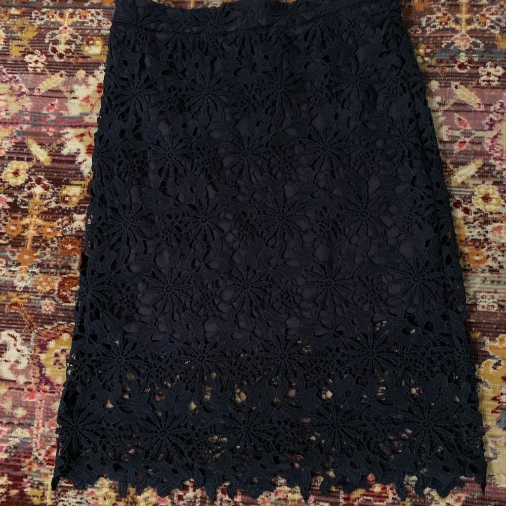 Blue Lacy Midi Skirt